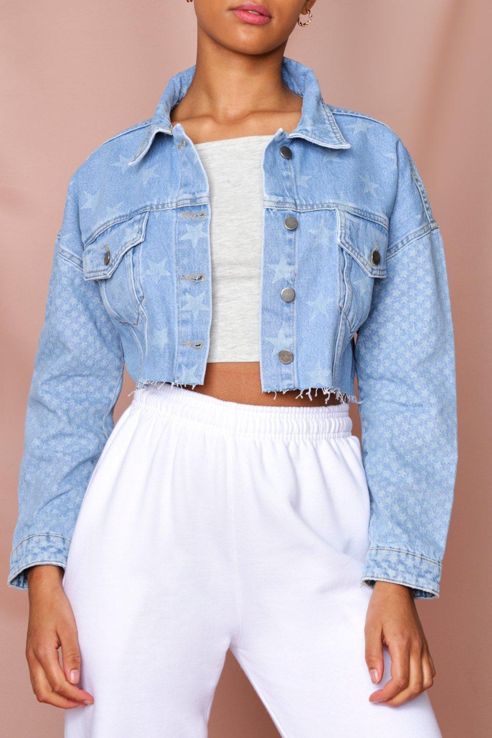 Star Cropped Denim Jacket | Misspap UK